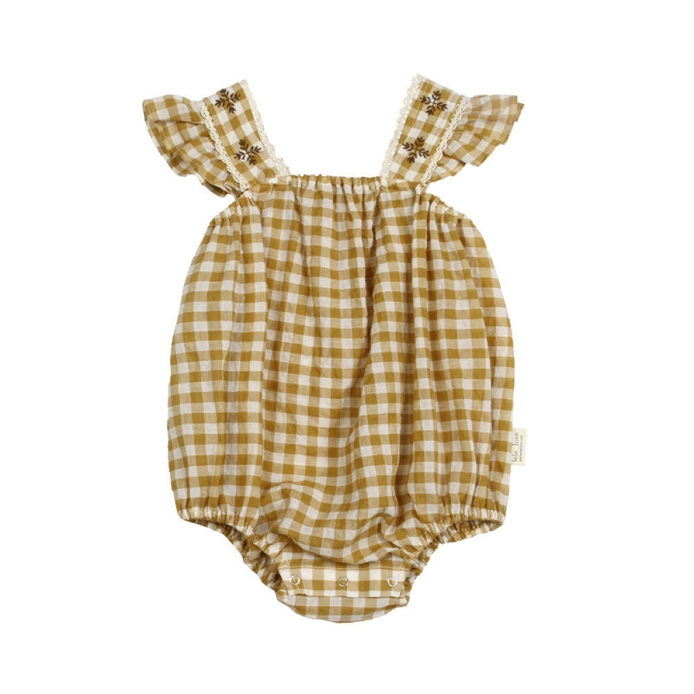 lelejove Nordic style baby girl s summer plaid sling bag cute little flying sleeve romper image 6