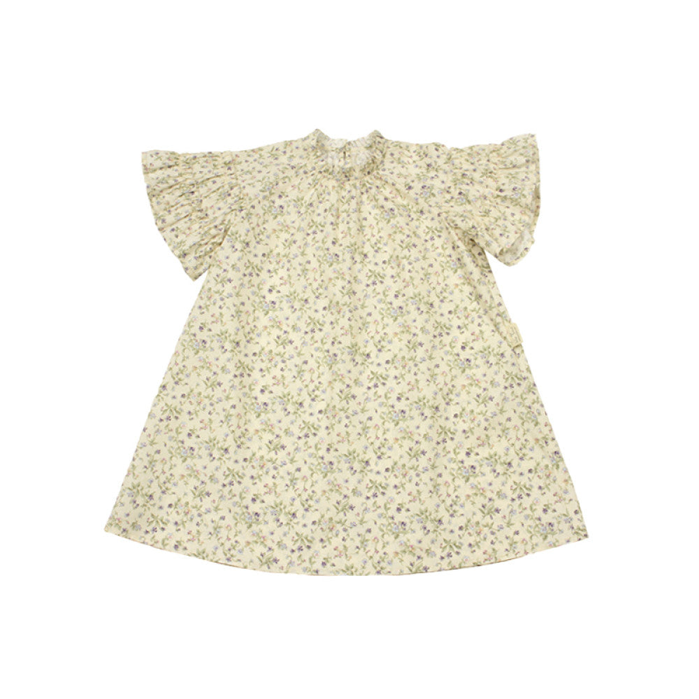 lelejove Nordic style girl dress 24 summer elegant floral dress girl baby small flying sleeve princess dress image 6