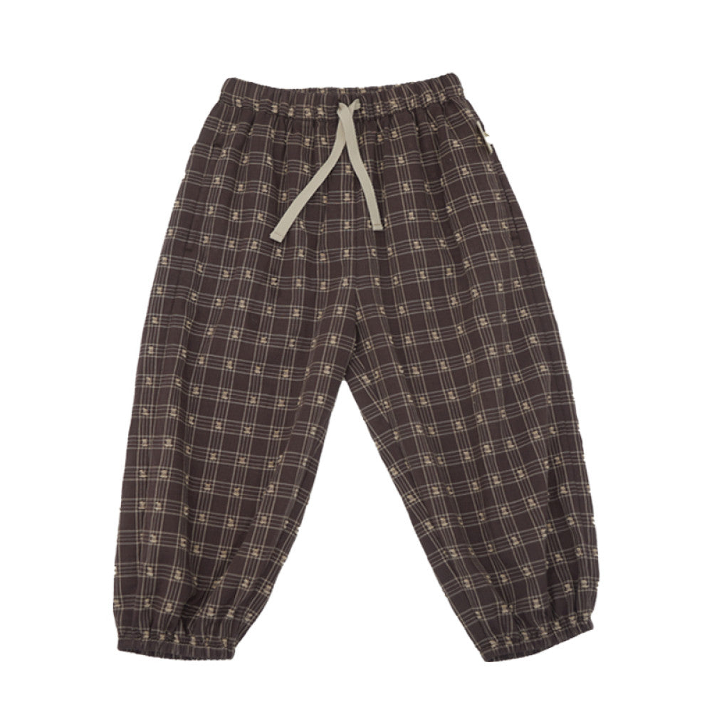 Lelejove children s summer lightweight shorts men s and women s baby binding foot mosquito proof pants breathable texture retro plaid pants image 28