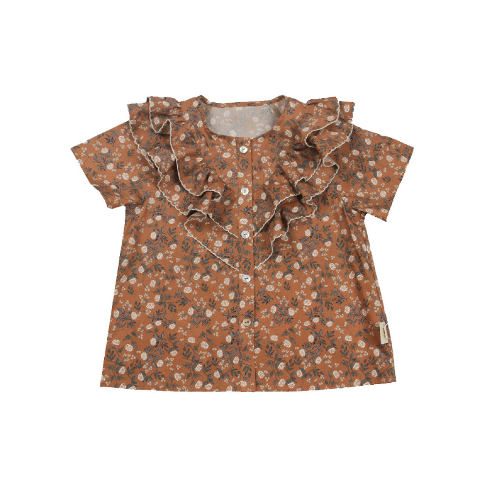 Tencel series lelejove Nordic style women s printed round neck shirt lightweight shorts romantic countryside style image 5