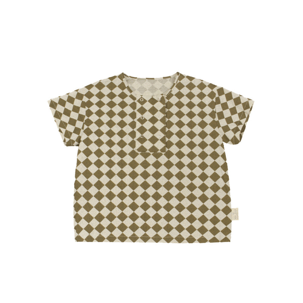 Lelejove Nordic style children s short sleeved 24 summer new product checkerboard short sleeved T shirt for men and women s treasure short sleeved summer top image 18