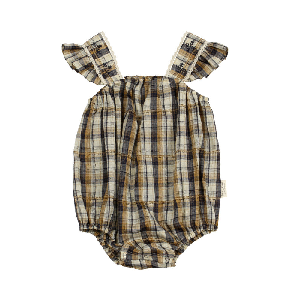lelejove Nordic style baby girl s summer plaid sling bag cute little flying sleeve romper image 14