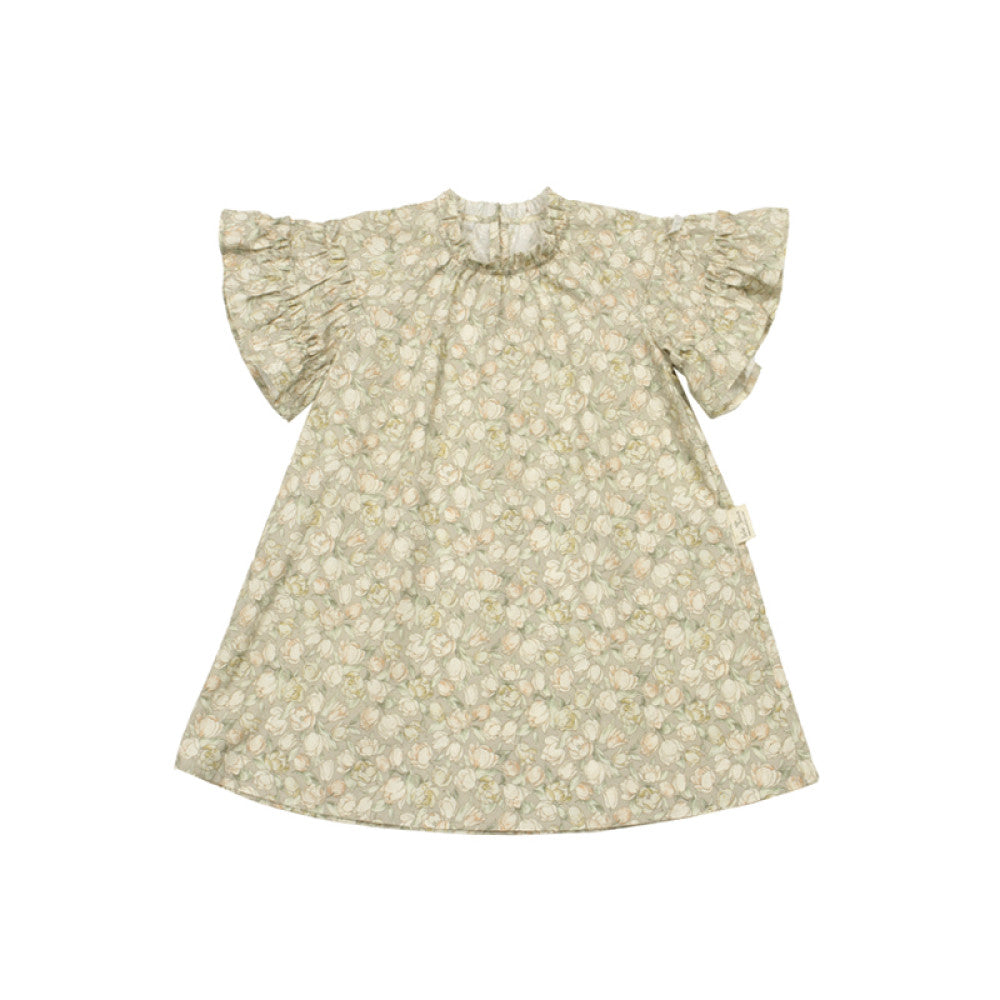 lelejove Nordic style girl dress 24 summer elegant floral dress girl baby small flying sleeve princess dress image 5