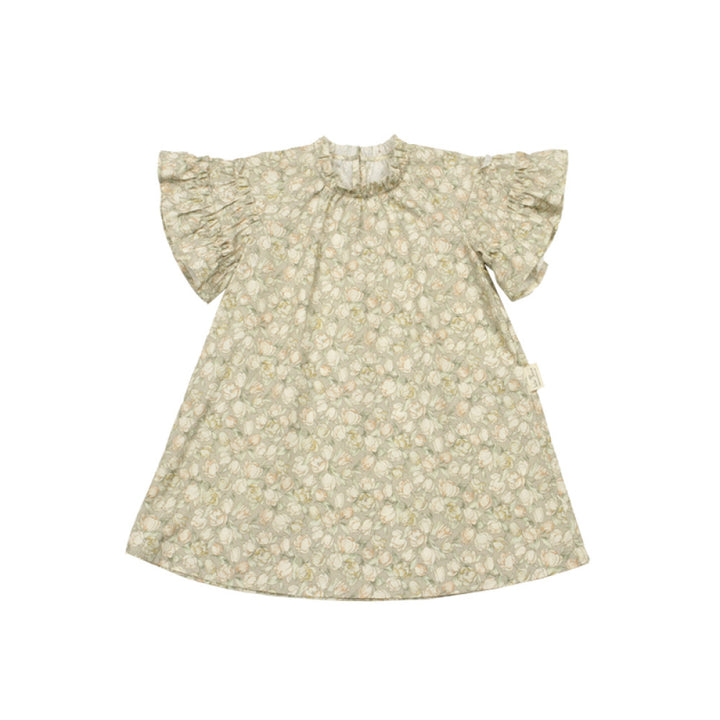lelejove Nordic style girl dress 24 summer elegant floral dress girl baby small flying sleeve princess dress image 5