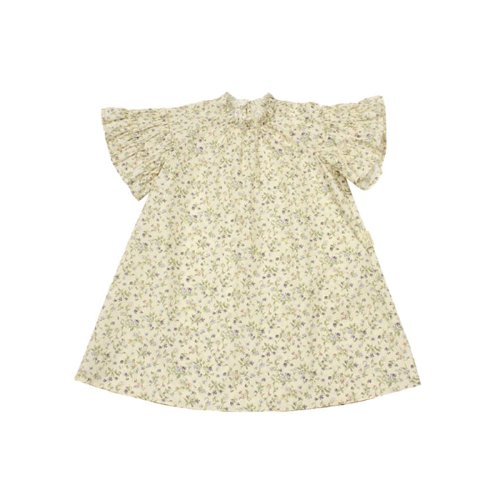 lelejove Nordic style girl dress 24 summer elegant floral dress girl baby small flying sleeve princess dress image 6