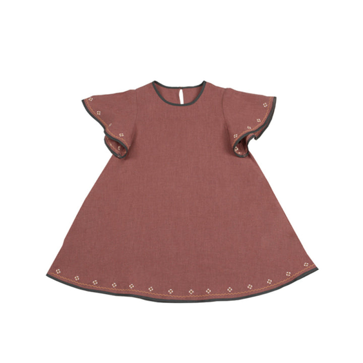 Lelejove Nordic style children s loose dress 24 summer new women s treasure ramie breathable small flying sleeve dress image 5