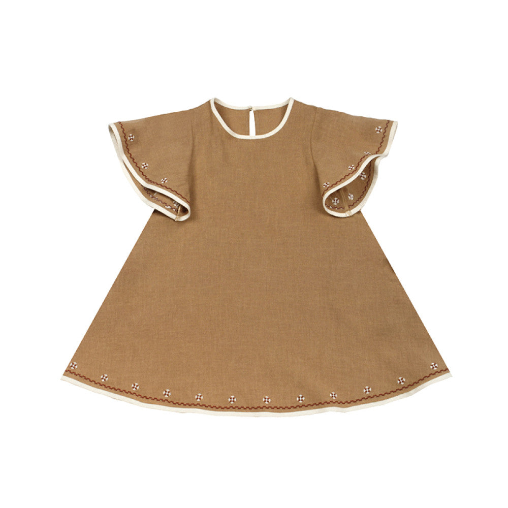 Lelejove Nordic style children s loose dress 24 summer new women s treasure ramie breathable small flying sleeve dress image 12