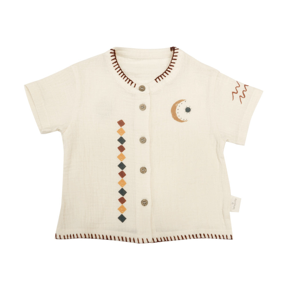 Lelejove Nordic style children s summer T shirt shorts 5 summer baby breathable double layer yarn short sleeved shirt pants image 6