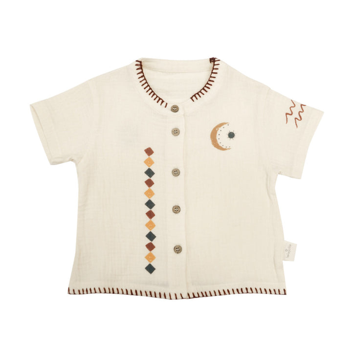 Lelejove Nordic style children s summer T shirt shorts 5 summer baby breathable double layer yarn short sleeved shirt pants image 6