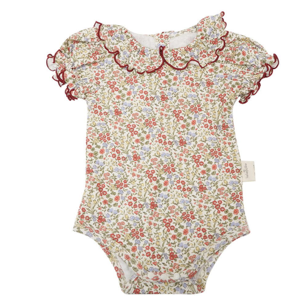 Lelejove baby short sleeved bag fart clothes women s treasure full of printed lace cute Ha Yi triangle crawling doll collar jumpsuit image 6
