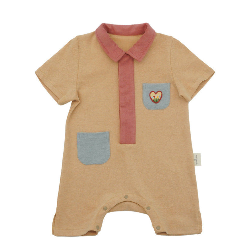 Lelejove Nordic style baby short sleeved climbing suit color blocking towel cotton polo jumpsuit for young babies of different ages image 14