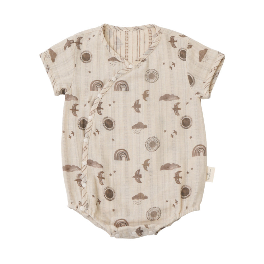 Organic cotton lelejove baby cute printed bag fart clothes 25 summer slanted placket bag fart clothes breathable gauze image 6