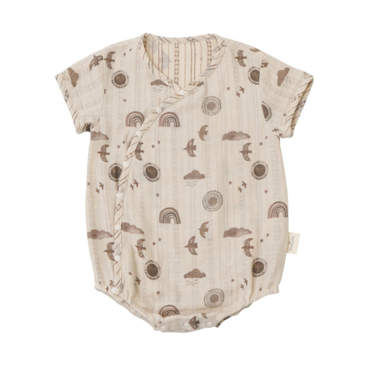 Organic cotton lelejove baby cute printed bag fart clothes 25 summer slanted placket bag fart clothes breathable gauze image 6