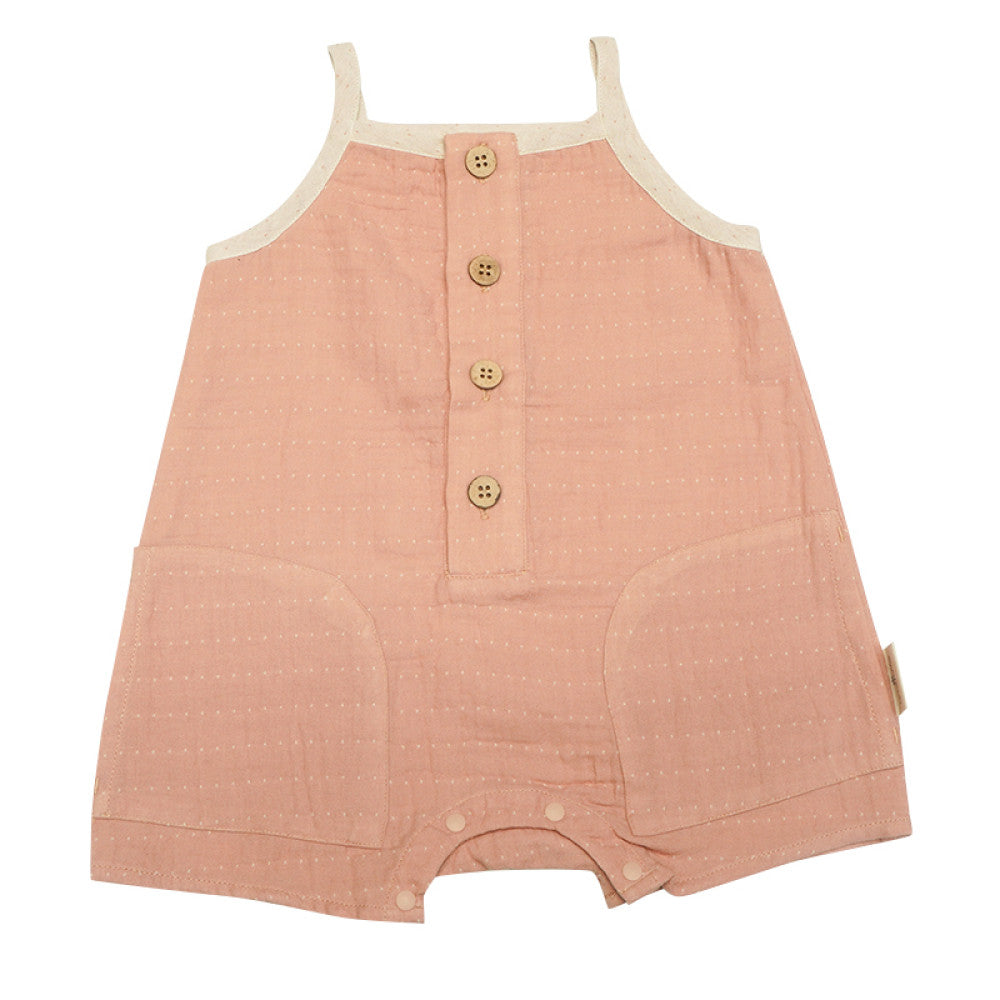 Lelejove baby sleeveless climbing clothes for 5 summer months breathable pure cotton suspender climbing clothes for babies loose jumpsuit image 6