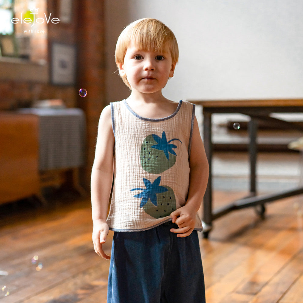 Lelejove Children s Lightweight Tank Top 25 Summer Men s and Women s Treasure Printed Loose Tank Top Breathable Double layer Yarn Sleeveless Top image 3