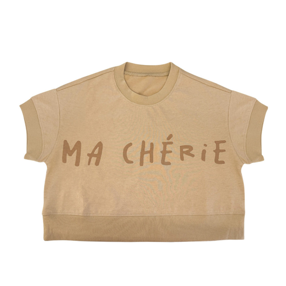 Parent child outfit lelejove Nordic style children s short sleeved T shirt solid color print parent child short sleeved T shirt image 6