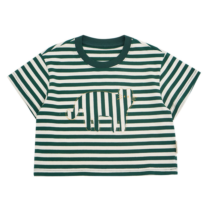 lelejove Nordic style contrast striped round neck short sleeved T shirt for boys loose casual constellation print top image 18