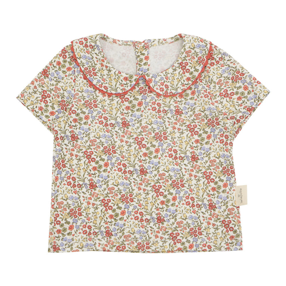 All-Over Print Ruffle Collar Tee