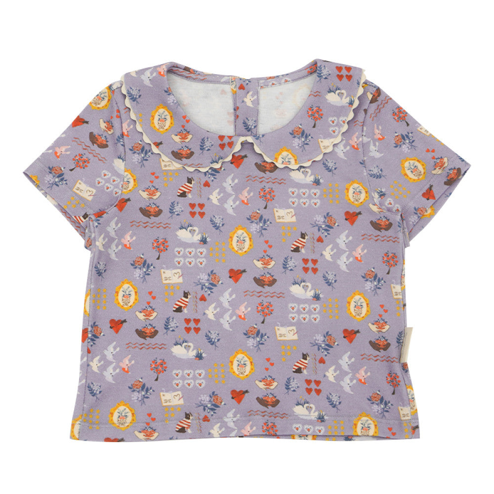 New Arrival – Cotton All-Over Print Ruffle Collar Tee