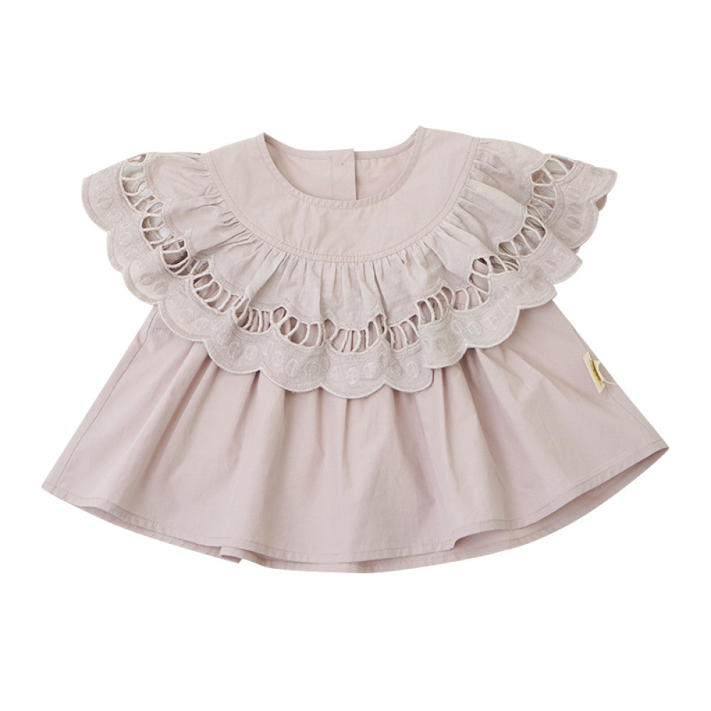 Horse cotton lelejove girls summer hollow embroidery short sleeved women s treasure palace style short sleeved round neck shirt image 1