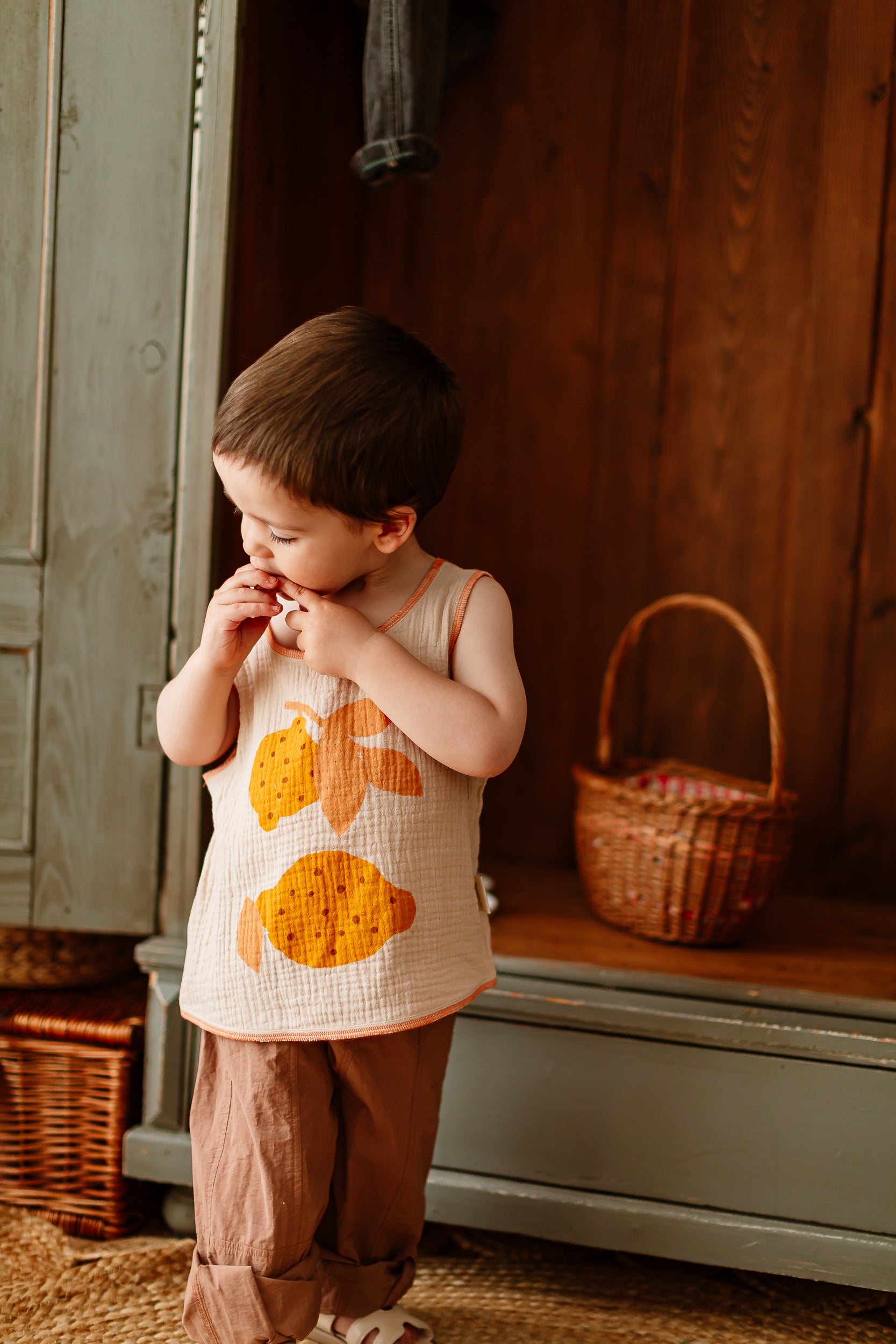 Cotton Fruit Print Sleeveless Top