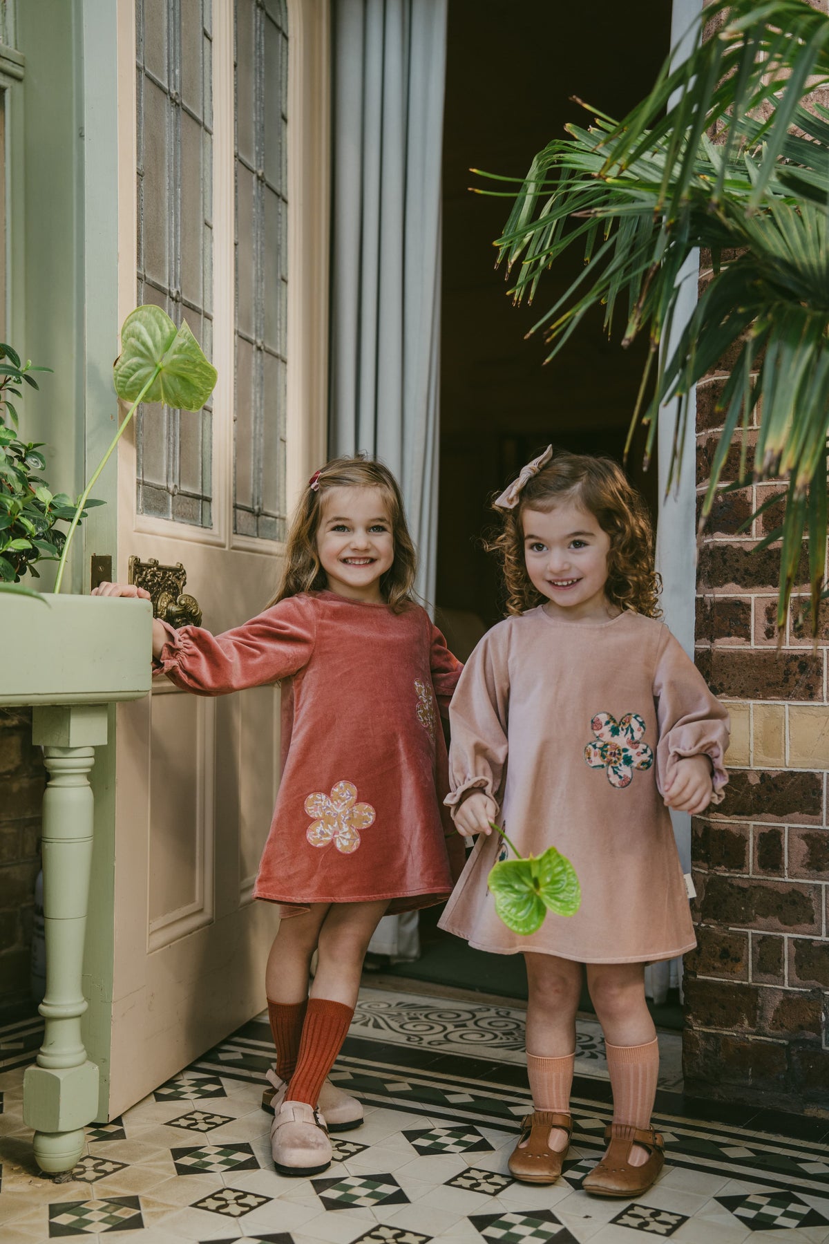 New Arrival – Floral Appliqué Velvet Dress
