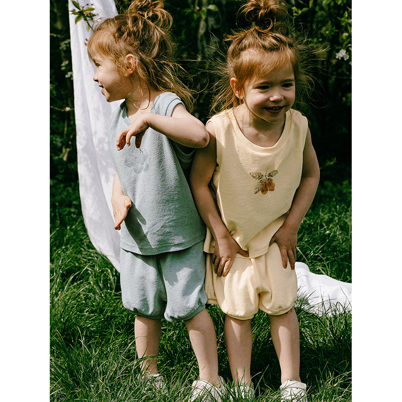 Terry Jacquard Sleeveless Top & Shorts Set