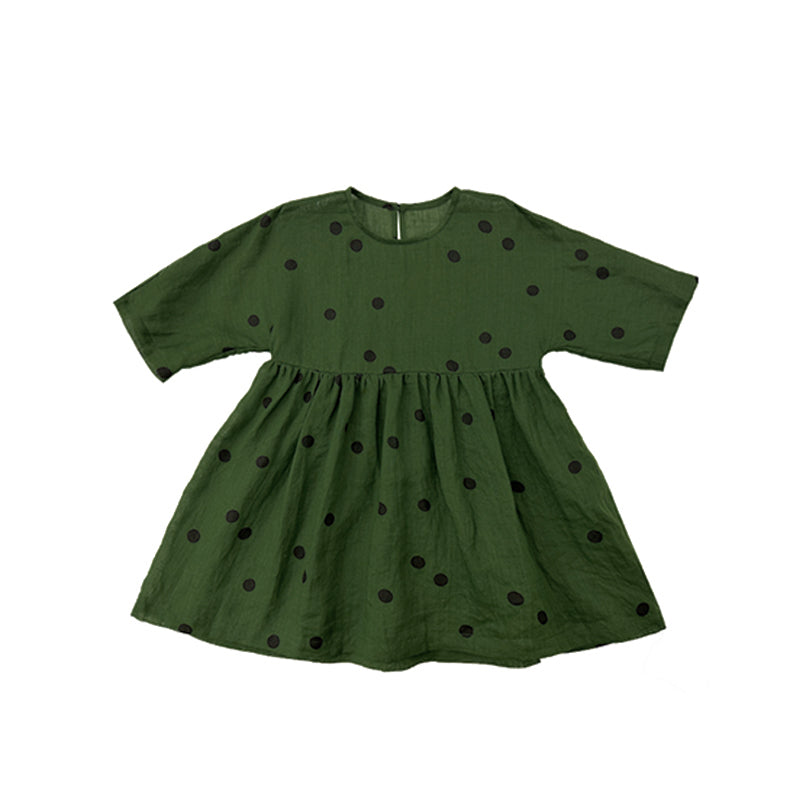 Retro Polka Dot Ramie Dress