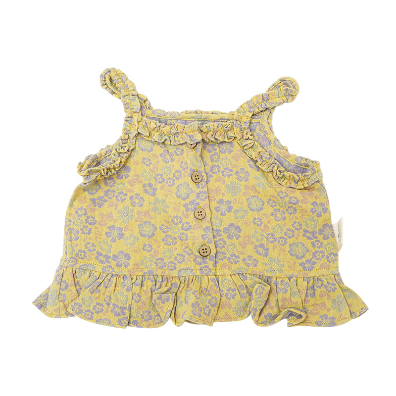 Cotton Check Ruffle Top