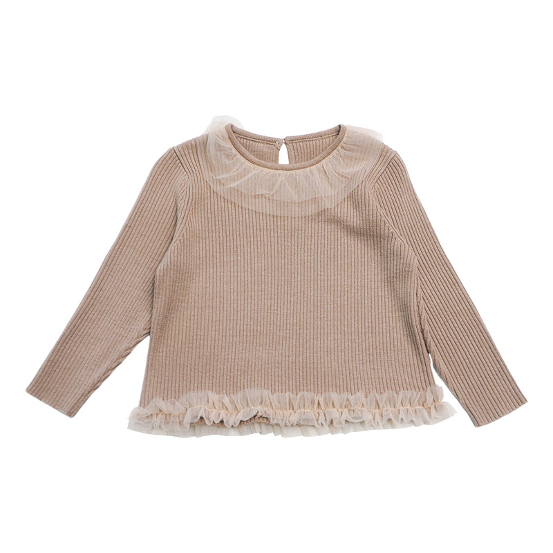 New Arrival – Sweet Tulle Trim Knit Pullover
