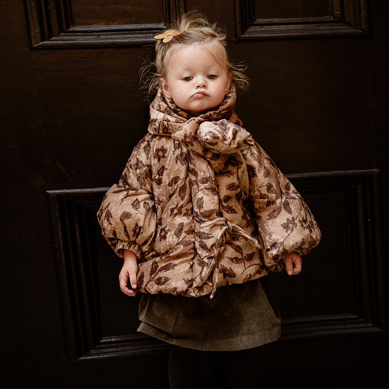 Velvet Down Jacket with Wrap Collar