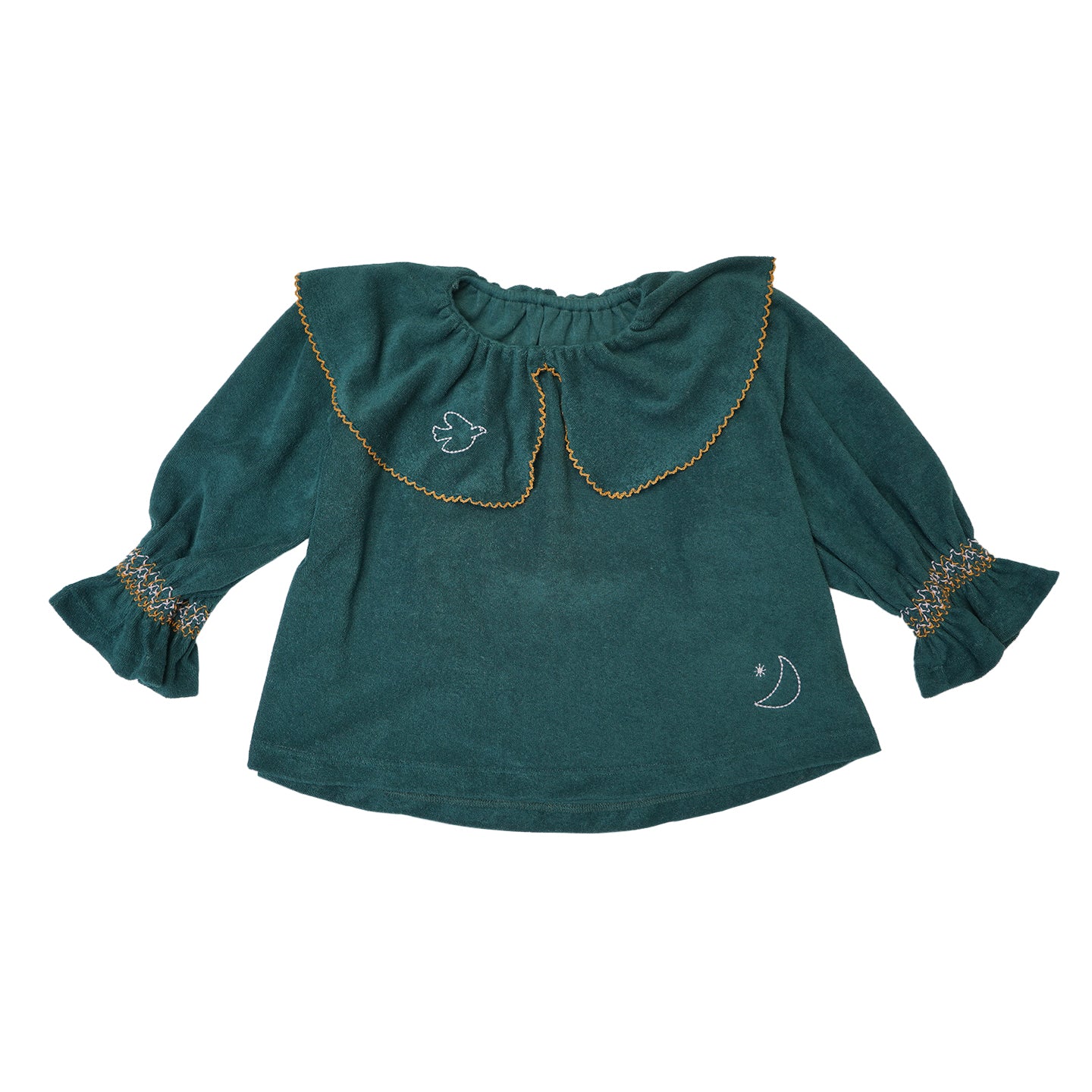 New Arrival – Moon & Bird Embroidered Collar Top