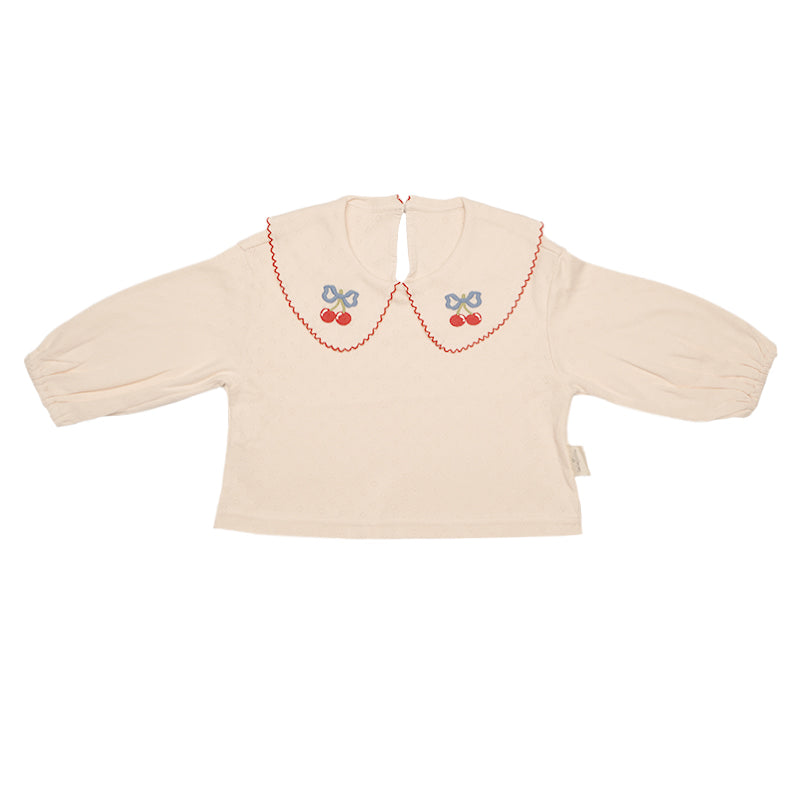 New Arrival – Sweet Cherry Pointelle Collar Top