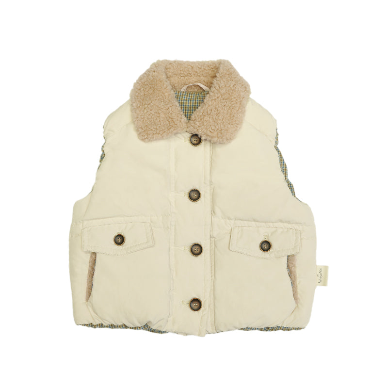 New Arrival – Almond Cocoa Shearling Collar Down Vest