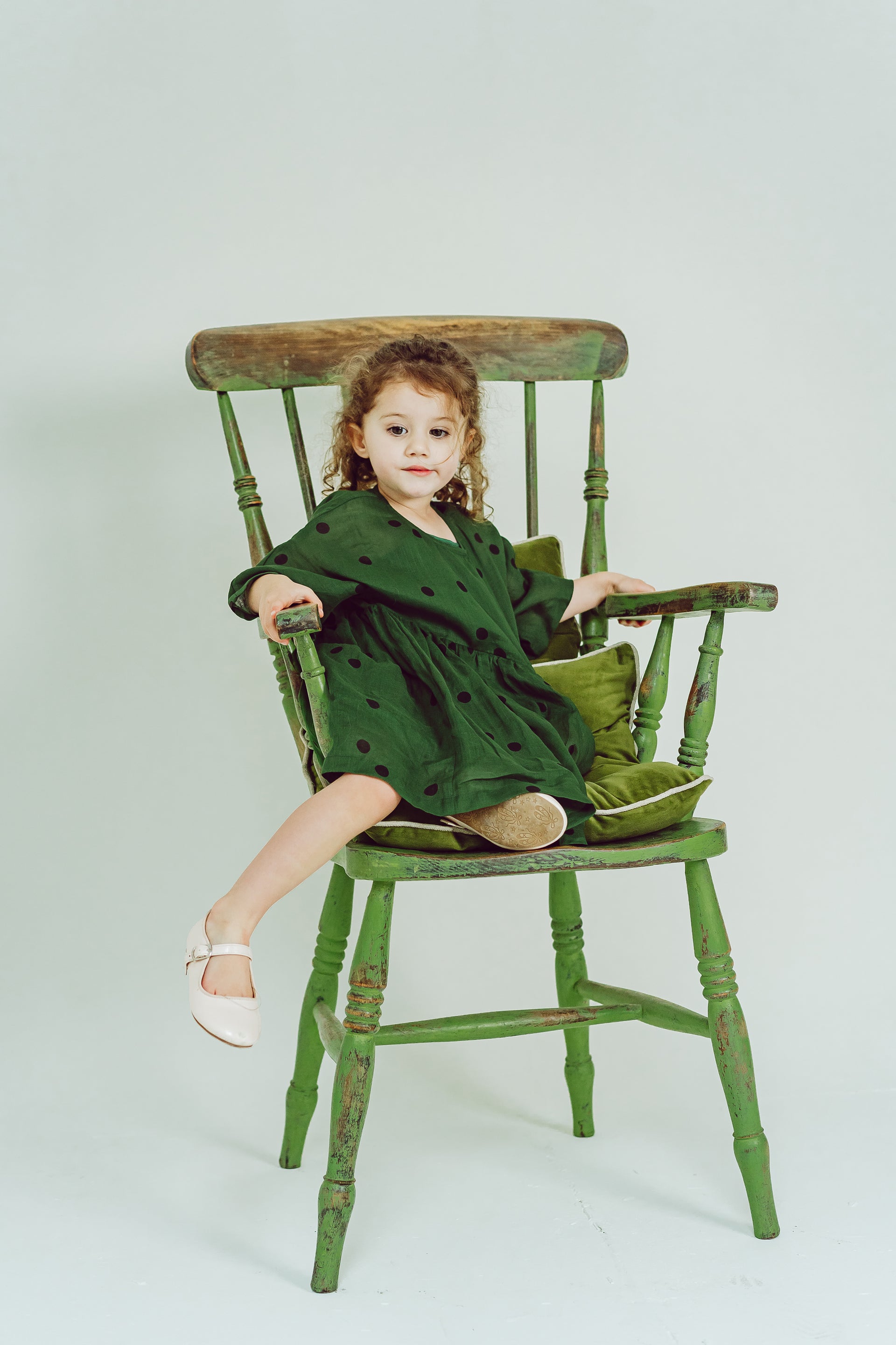 Retro Polka Dot Ramie Dress