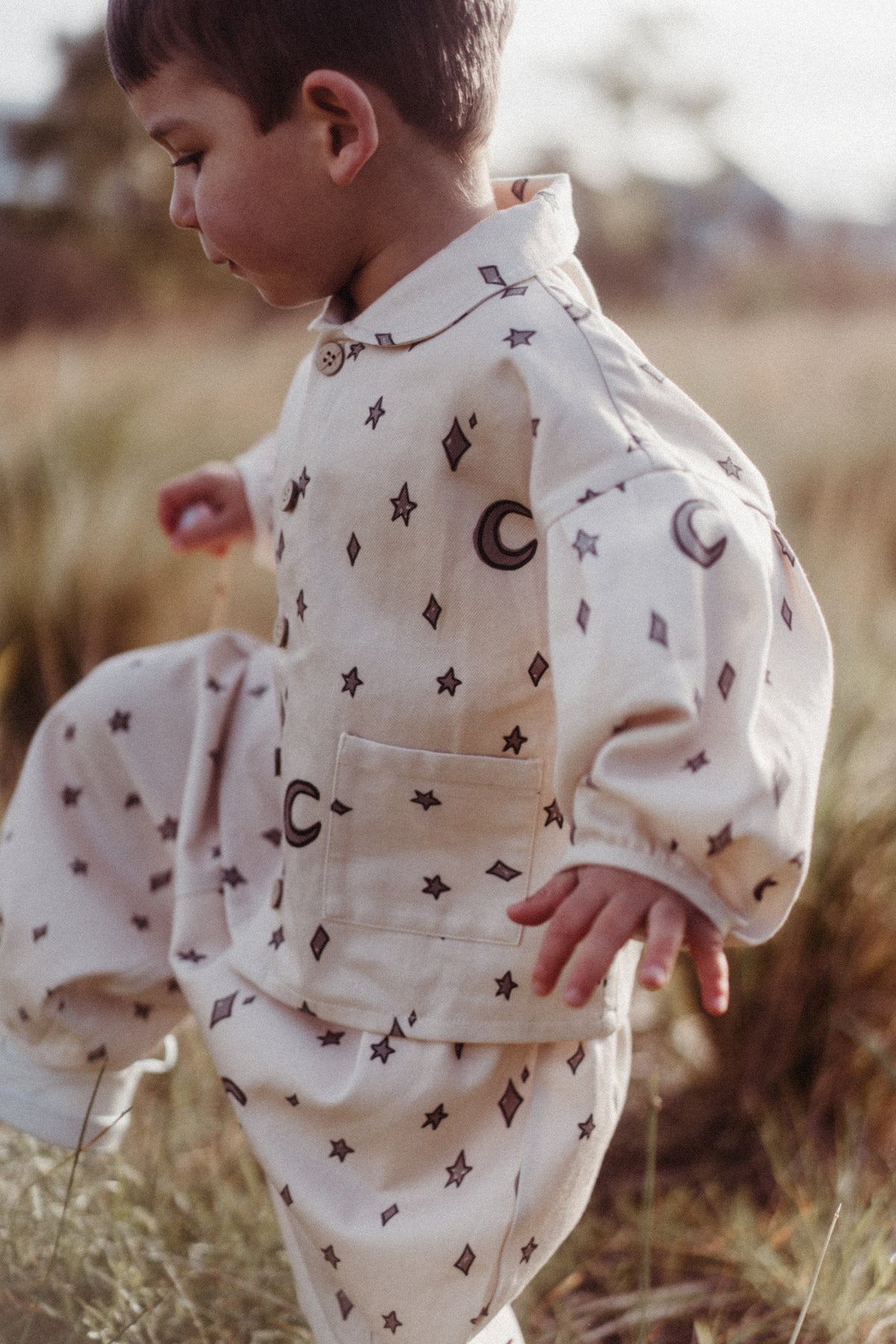 New Arrival – Vintage Printed Collared Jacket & Pants Set