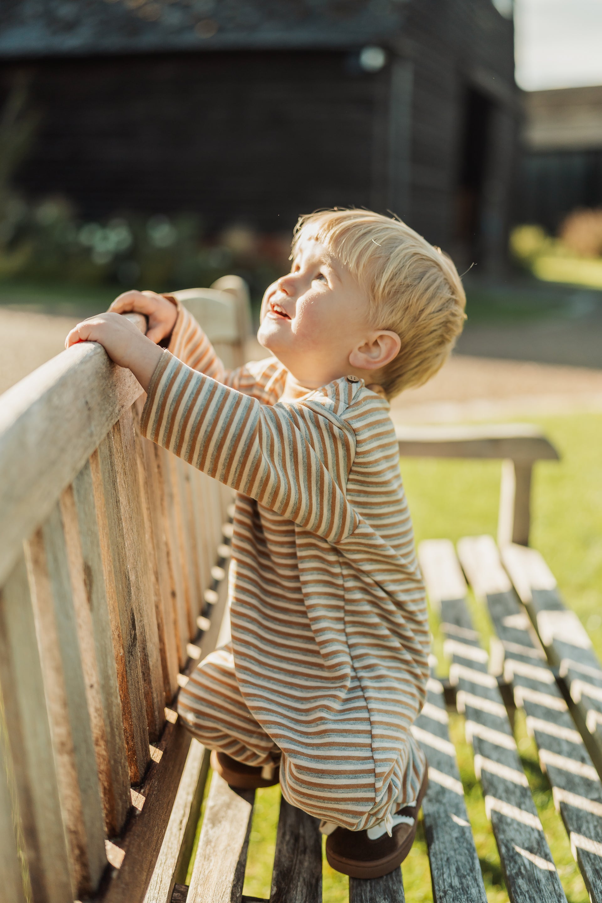 New Arrival – Fleece Lined Striped Long Sleeve Jumpsuit