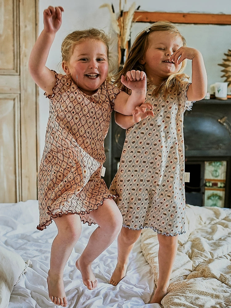 Cotton Retro Prints Short Sleeve Dress