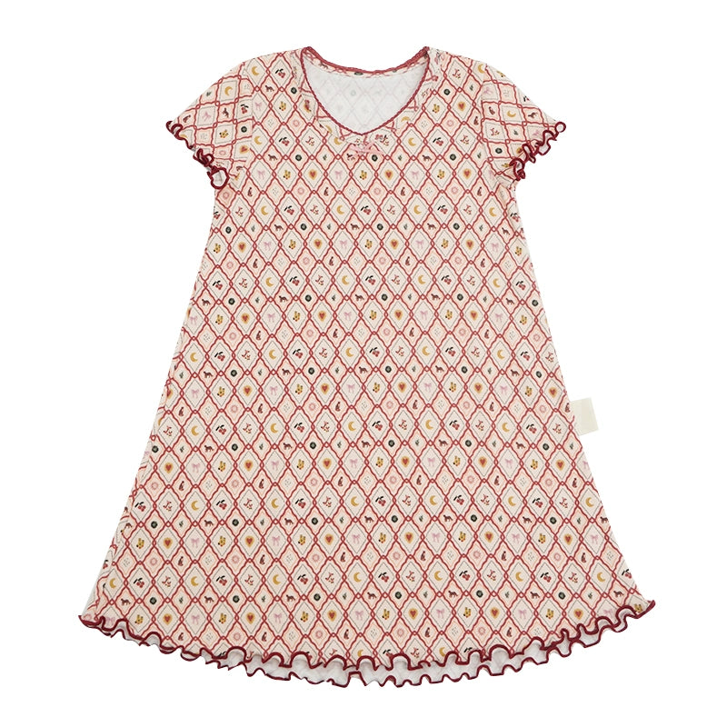 Cotton Retro Prints Short Sleeve Dress