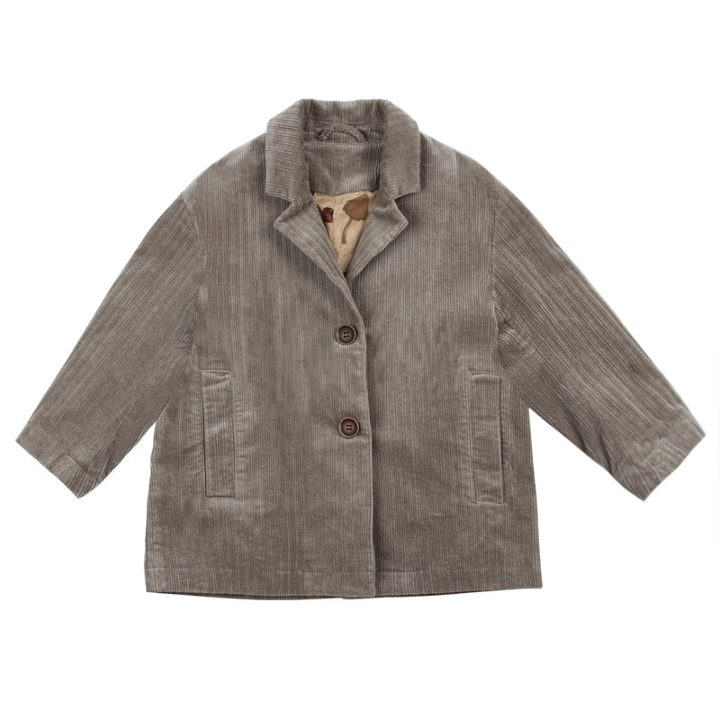 Casual Loose Fit Corduroy Trench Coat