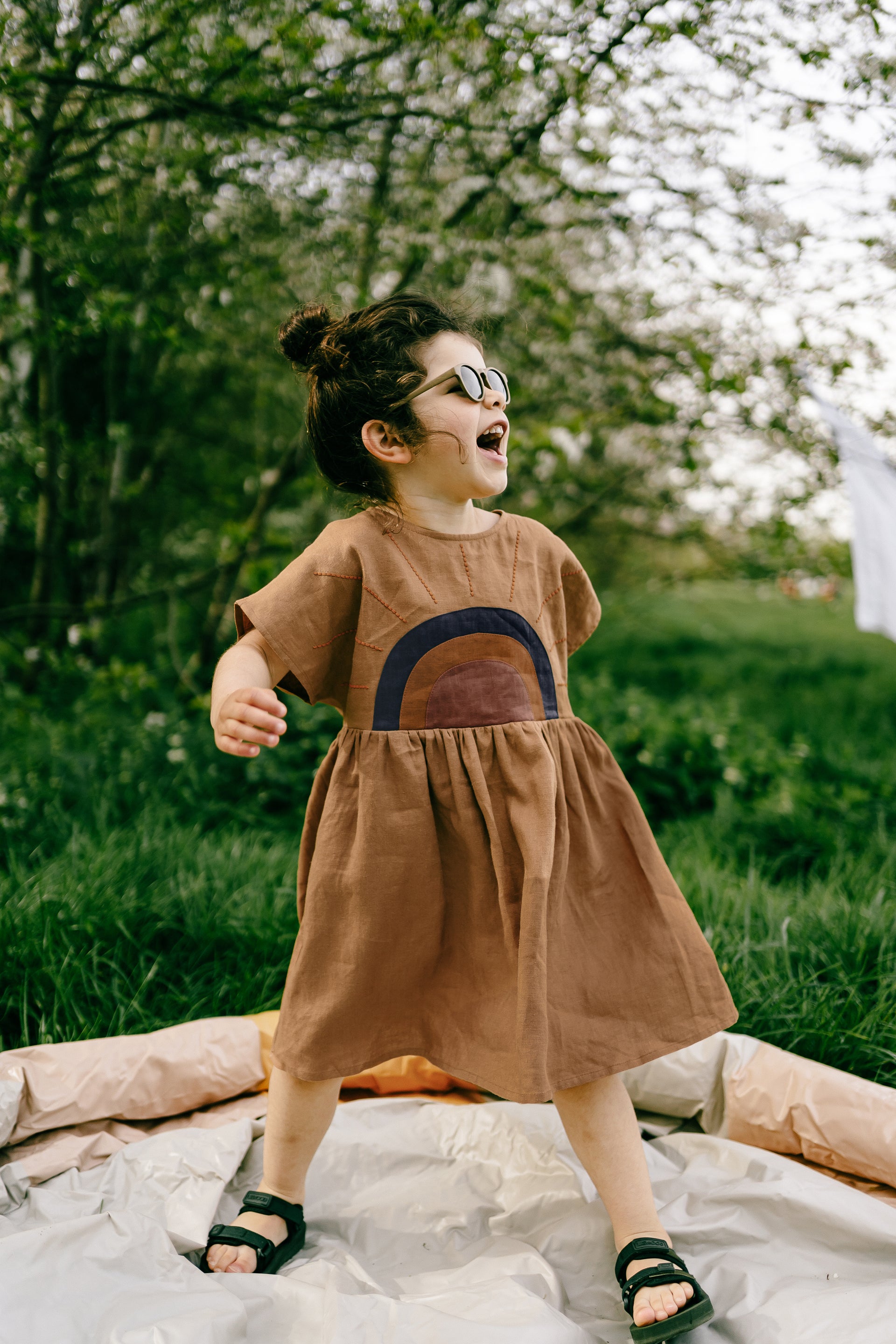 Sunrise Rainbow Summer Linen Dress