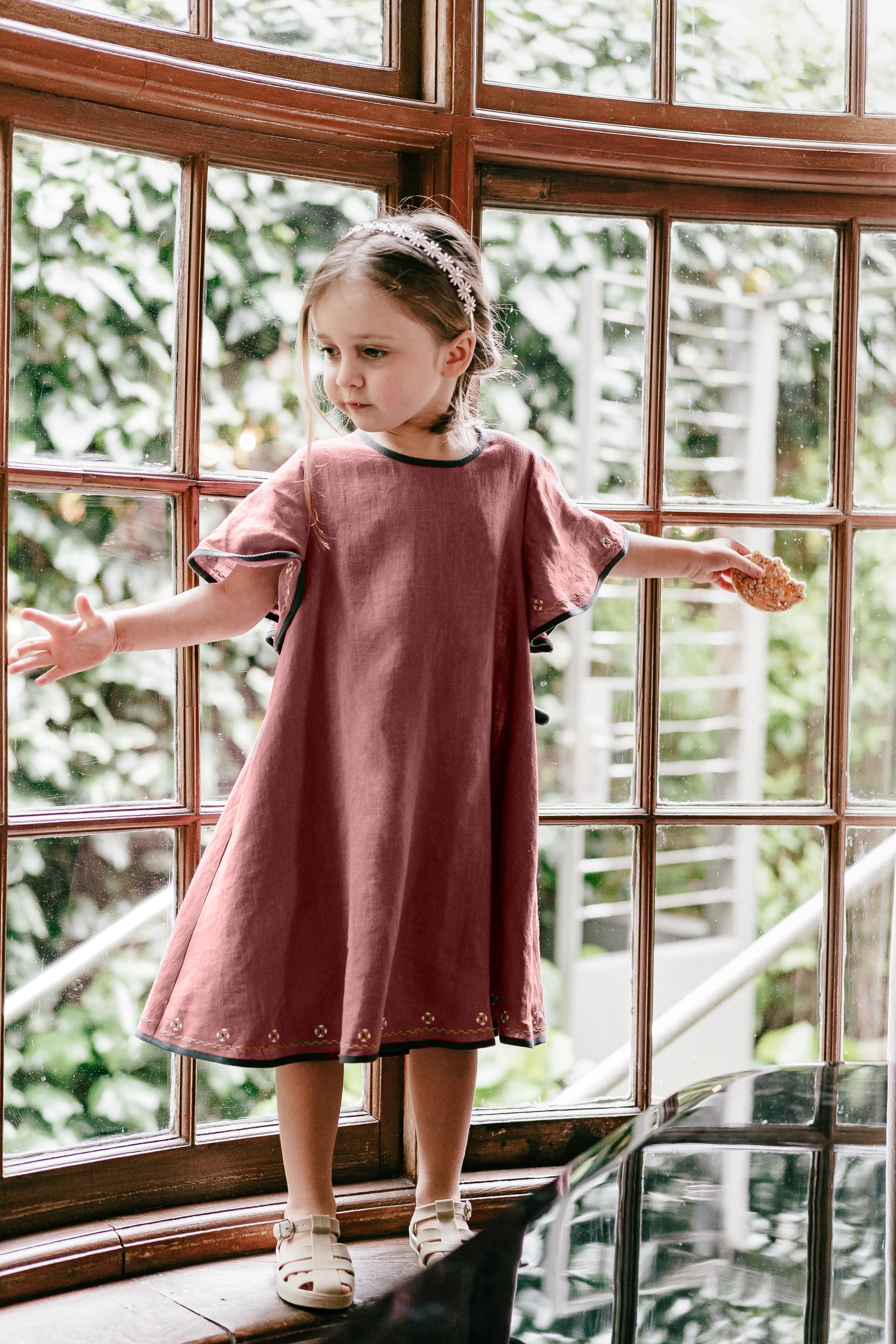 Loose Ramie A-Line Flying Sleeves Dress