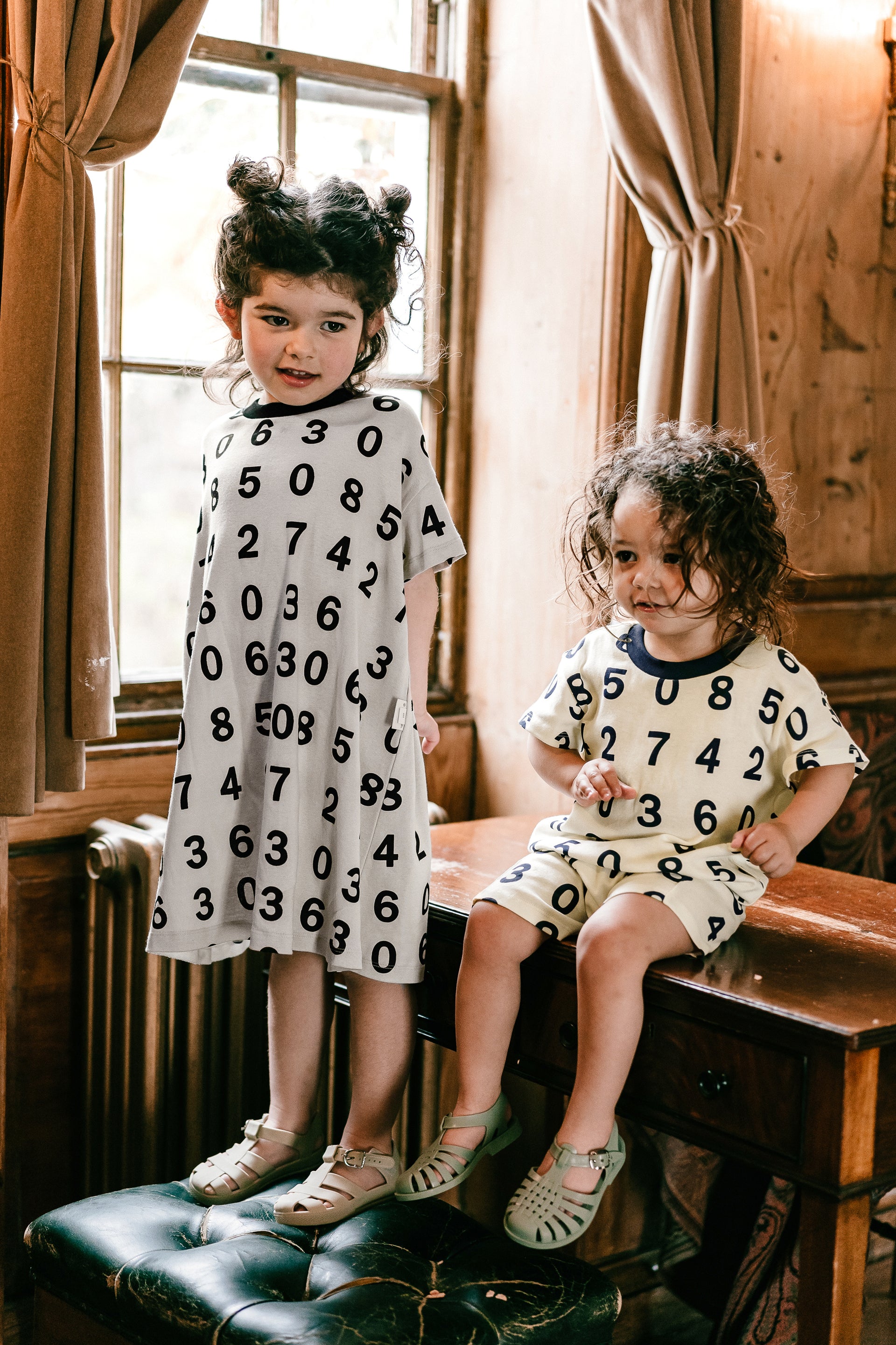 Loose Fit Cotton Number Print Dress