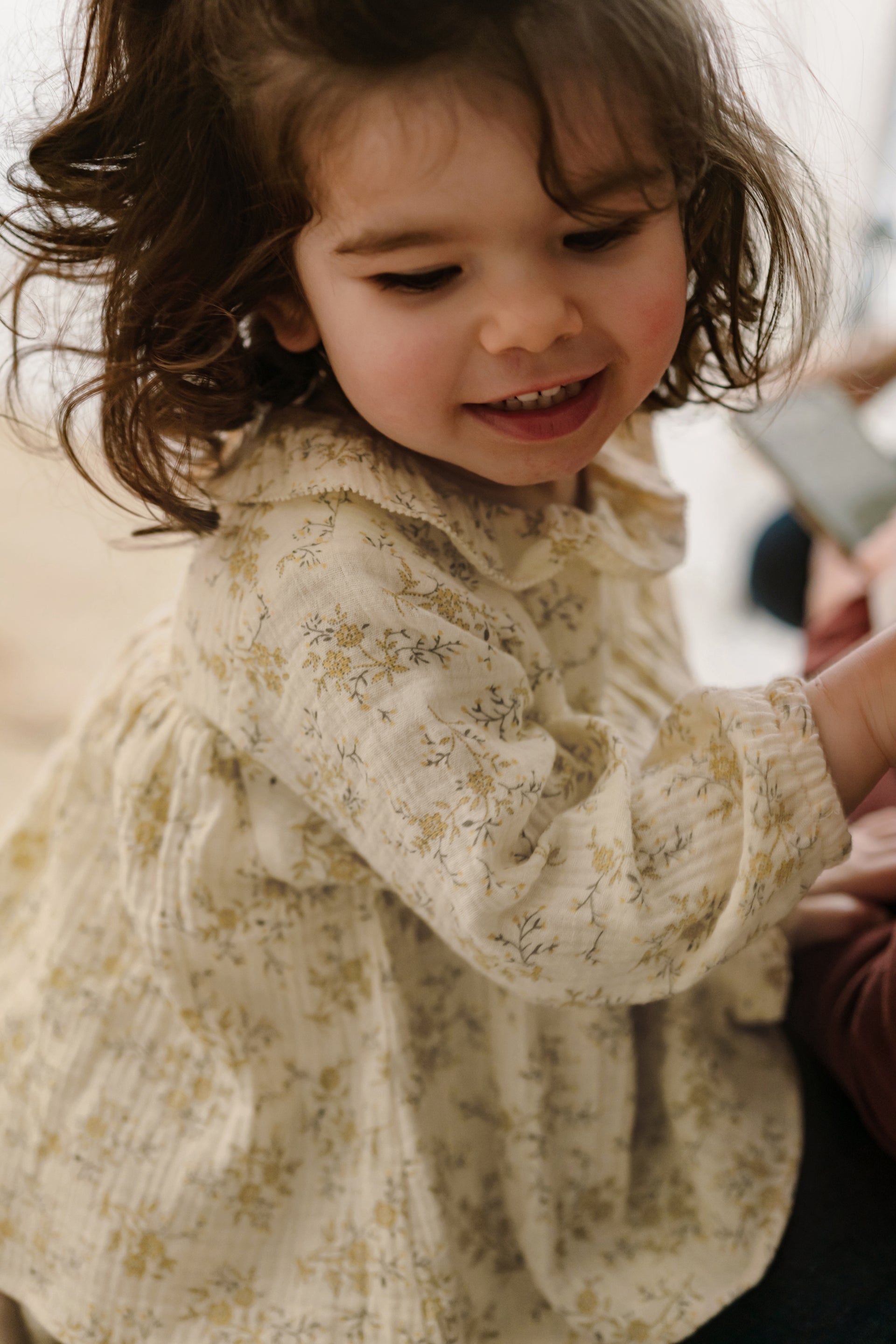 Ruffle Collar Floral Print Cotton Jumpsuit & Long Sleeve Tee