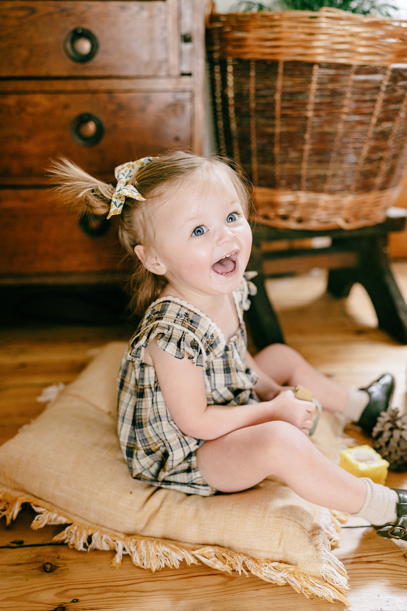 Flying Sleeves Plaid Jumpsuit